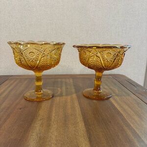 Amber Glass Compote Dishes